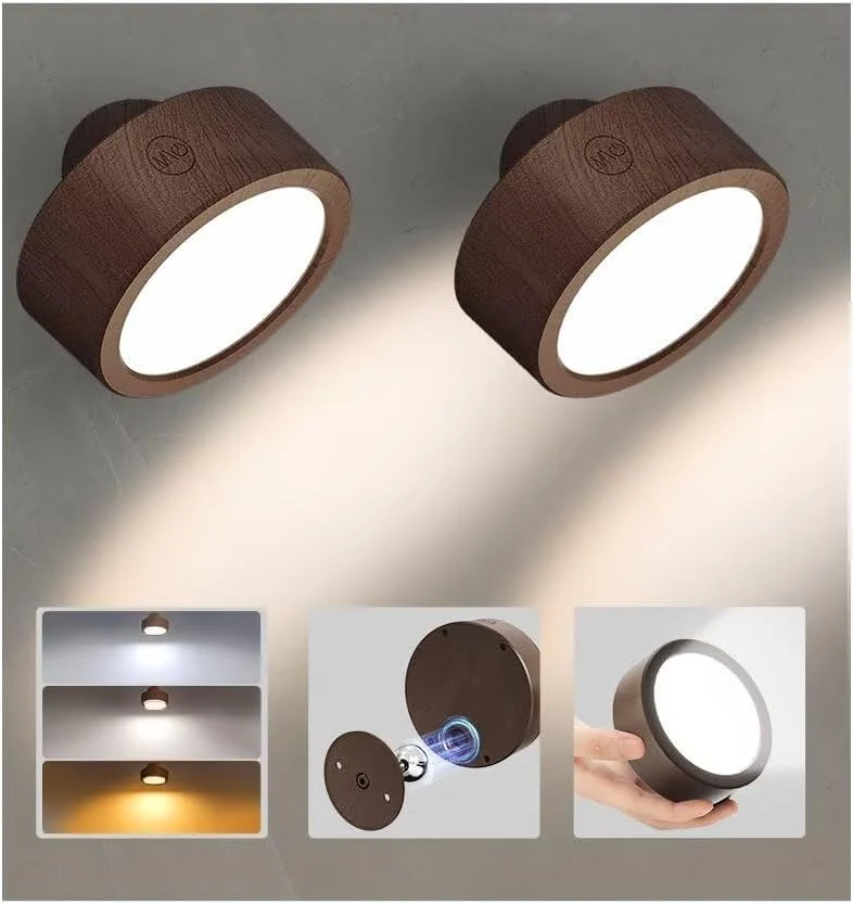 EZVALO LED Wall Mounted Lights, 5500mAh Rechargeable Wall Sconces Lamp, 3 Color Temps & Remote and Touch Control, 360°Rotation Dimmable Cordless Wall Light for Bedroom Reading Study Bedside (2 Pack) - Image 13