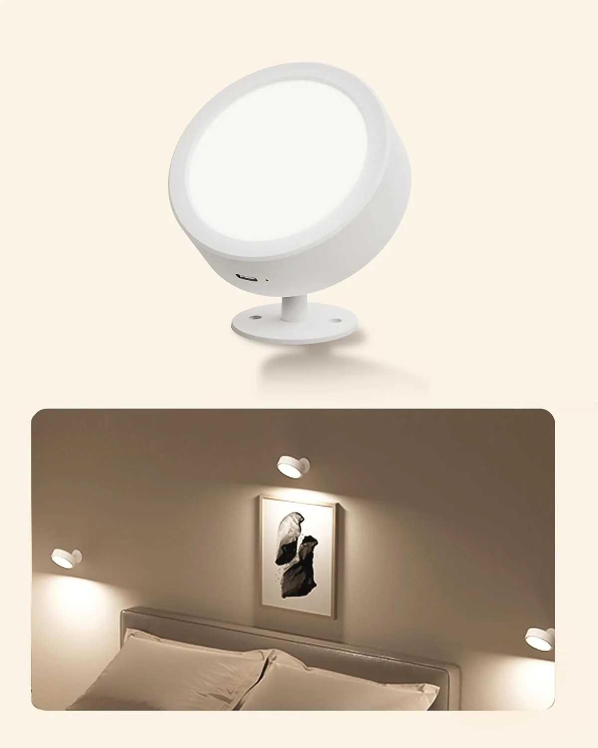 EZVALO LED Wall Mounted Lights, 5500mAh Rechargeable Wall Sconces Lamp, 3 Color Temps & Remote and Touch Control, 360°Rotation Dimmable Cordless Wall Light for Bedroom Reading Study Bedside (2 Pack) - Image 15