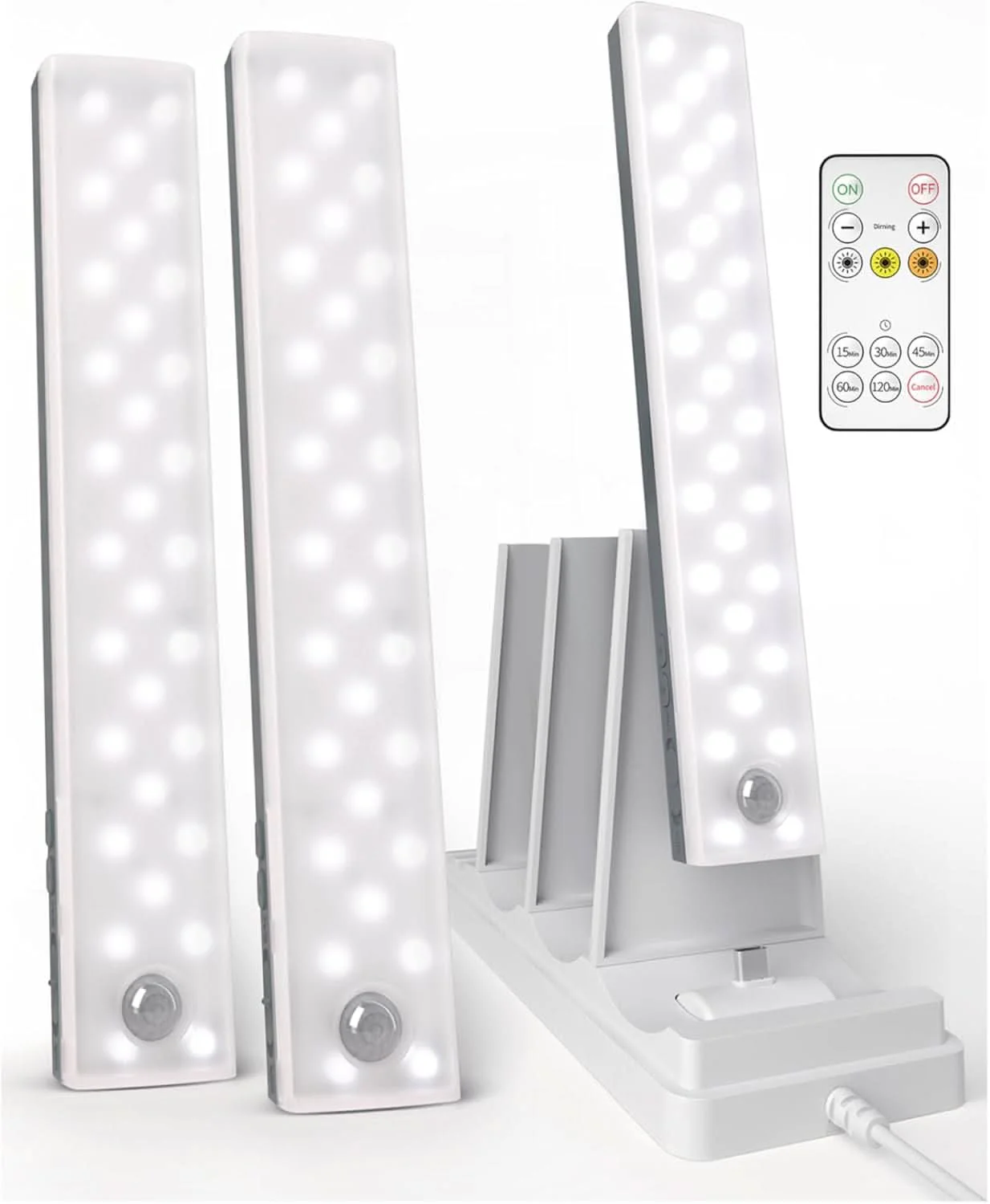 EZVALO 6-Pack Under Cabinet Lighting with Charging Station, 2000mAh Rechargeable Wireless Motion Sensor Lights, 3 Color Temps, Dimmable, Timer, Magnetic, with Remote Control for Kitchen, Closet, Stair - Image 10
