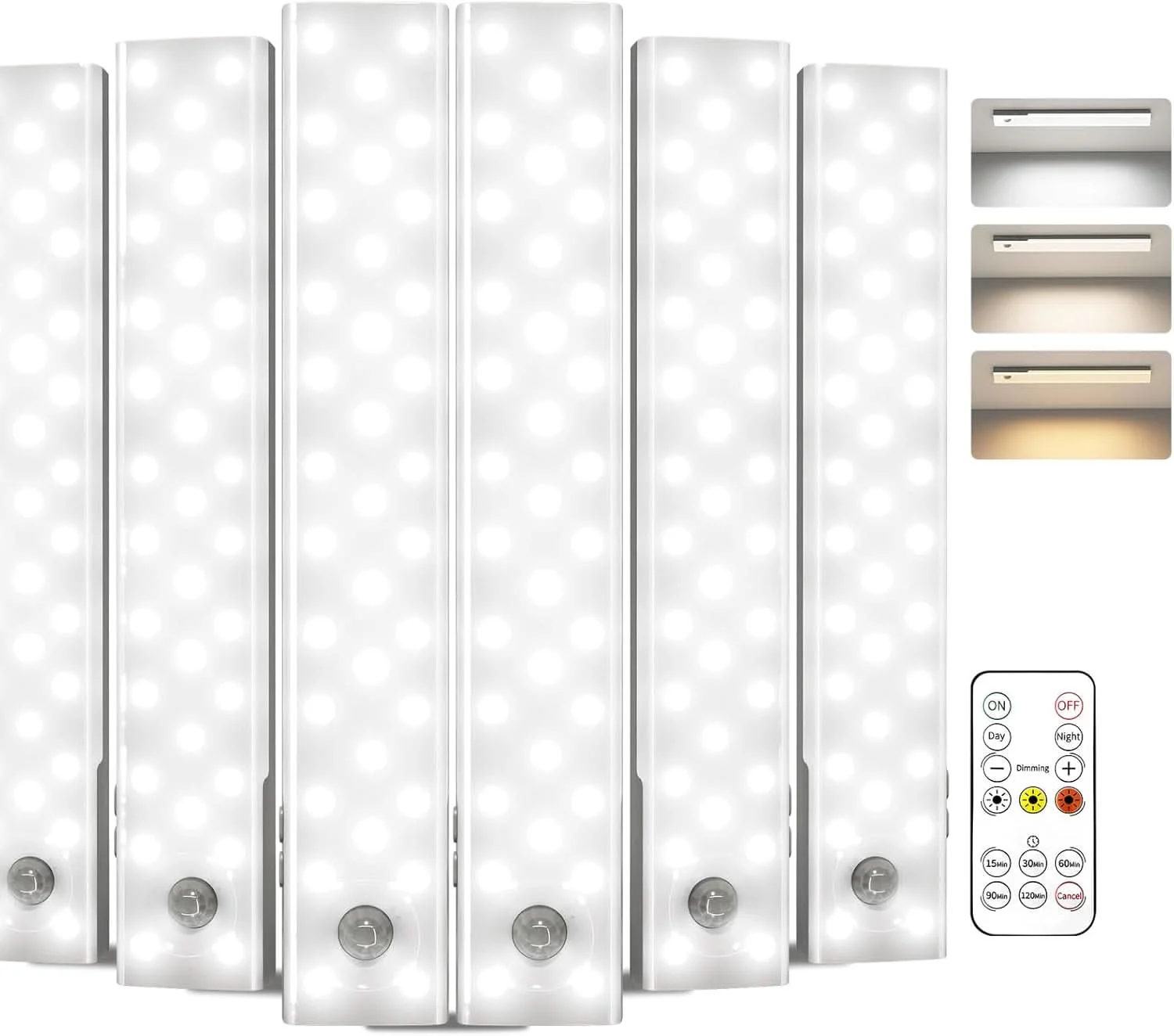 EZVALO 6-Pack Under Cabinet Lighting with Charging Station, 2000mAh Rechargeable Wireless Motion Sensor Lights, 3 Color Temps, Dimmable, Timer, Magnetic, with Remote Control for Kitchen, Closet, Stair - Image 11