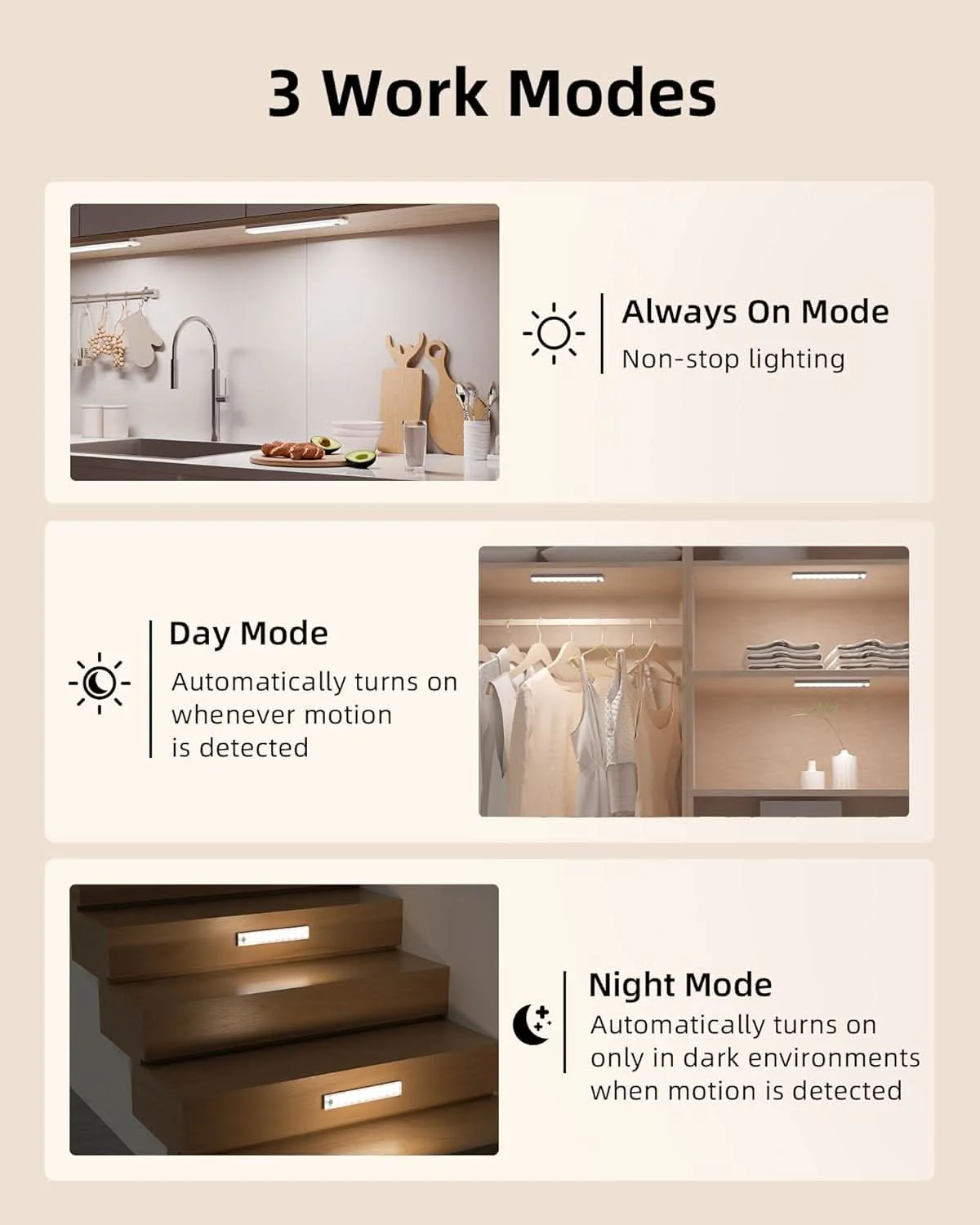 EZVALO 6-Pack Under Cabinet Lighting with Charging Station, 2000mAh Rechargeable Wireless Motion Sensor Lights, 3 Color Temps, Dimmable, Timer, Magnetic, with Remote Control for Kitchen, Closet, Stair - Image 7