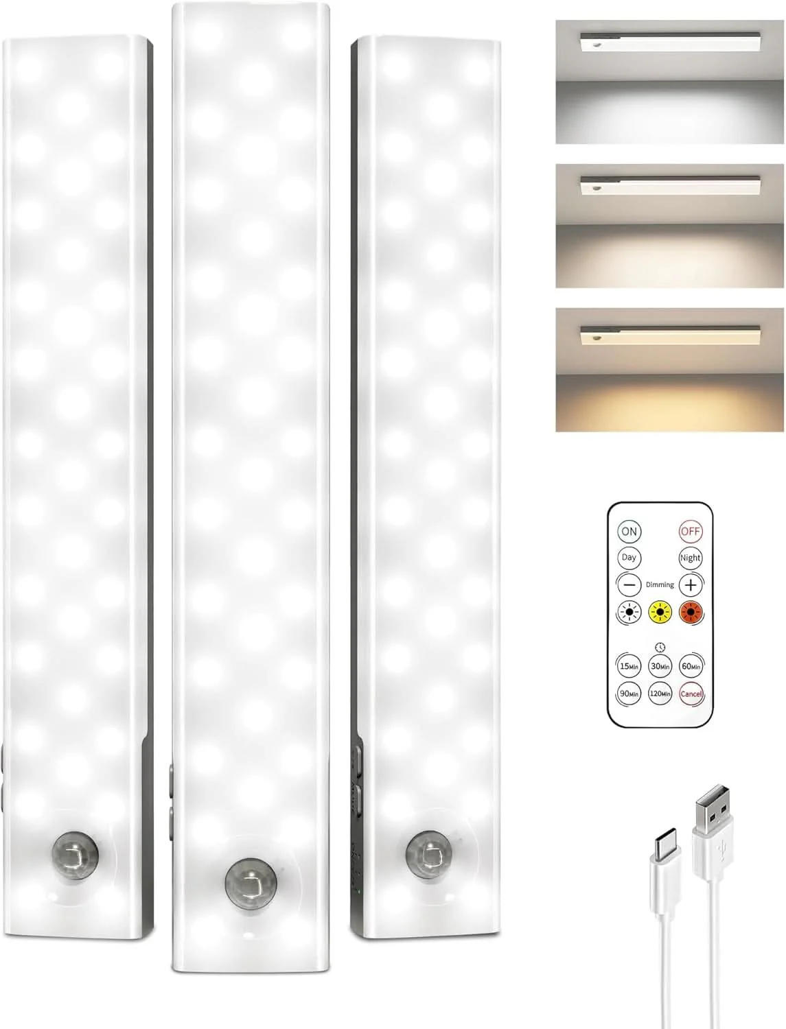 EZVALO 6-Pack Under Cabinet Lighting with Charging Station, 2000mAh Rechargeable Wireless Motion Sensor Lights, 3 Color Temps, Dimmable, Timer, Magnetic, with Remote Control for Kitchen, Closet, Stair - Image 9
