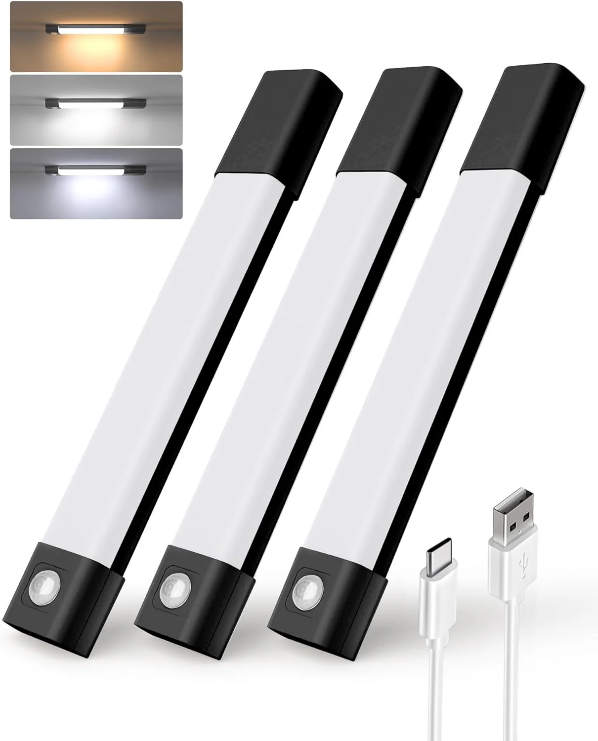 EZVALO 3 Pack 8” Motion Sensor Light Indoor, Wireless Under Cabinet Lighting, 30 LED Rechargeable Closet Lights, Dimmable, 3 Color Temperatures, Counter Lights for Wardrobe, Pantry, Bedroom, Kitchen - Image 12