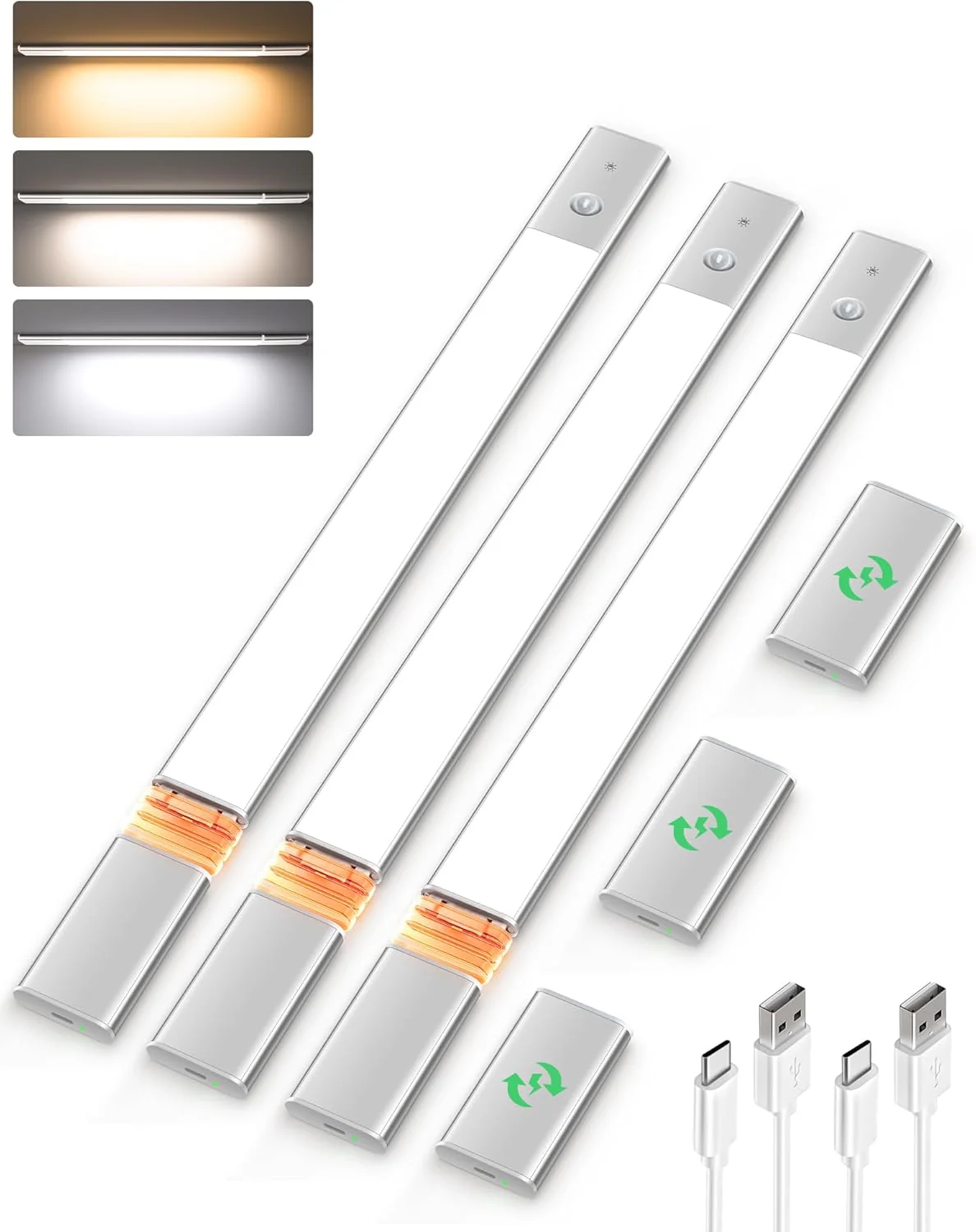 EZVALO Under Cabinet Lighting, 2200mAh Closet Lights with 2 Extra Batteries, 3 Color Temps Motion Sensor Lights Indoor, LED Lights for Closet, Pantry, Kitchen - Image 16