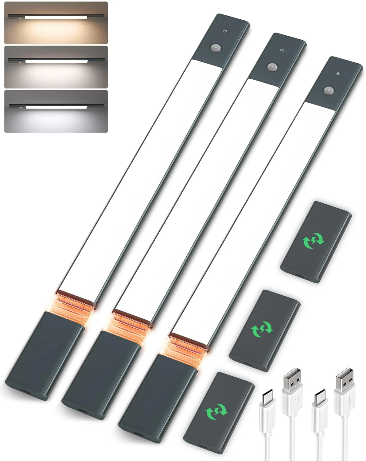 EZVALO Under Cabinet Lighting, 2200mAh Closet Lights with 2 Extra Batteries, 3 Color Temps Motion Sensor Lights Indoor, LED Lights for Closet, Pantry, Kitchen - Image 17