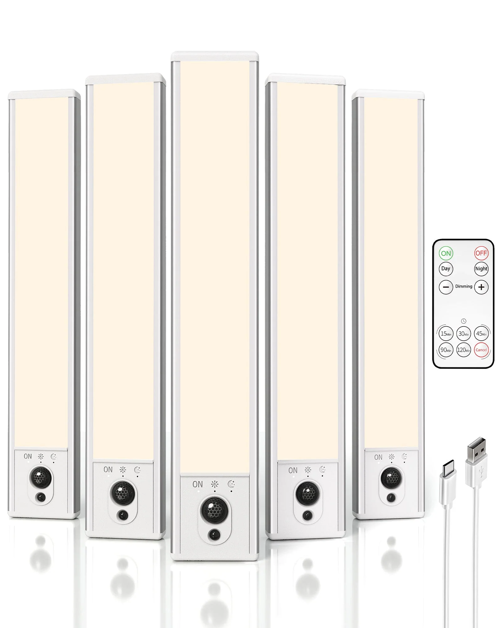 EZVALO 5-Pack Under Cabinet Lighting, 2400mAh Motion Sensor Light, LED Closet Lights Wireless, 6500K Dimmable, Timer, Magnetic, with Remote Control for Kitchen, Closet, Stair - Image 7