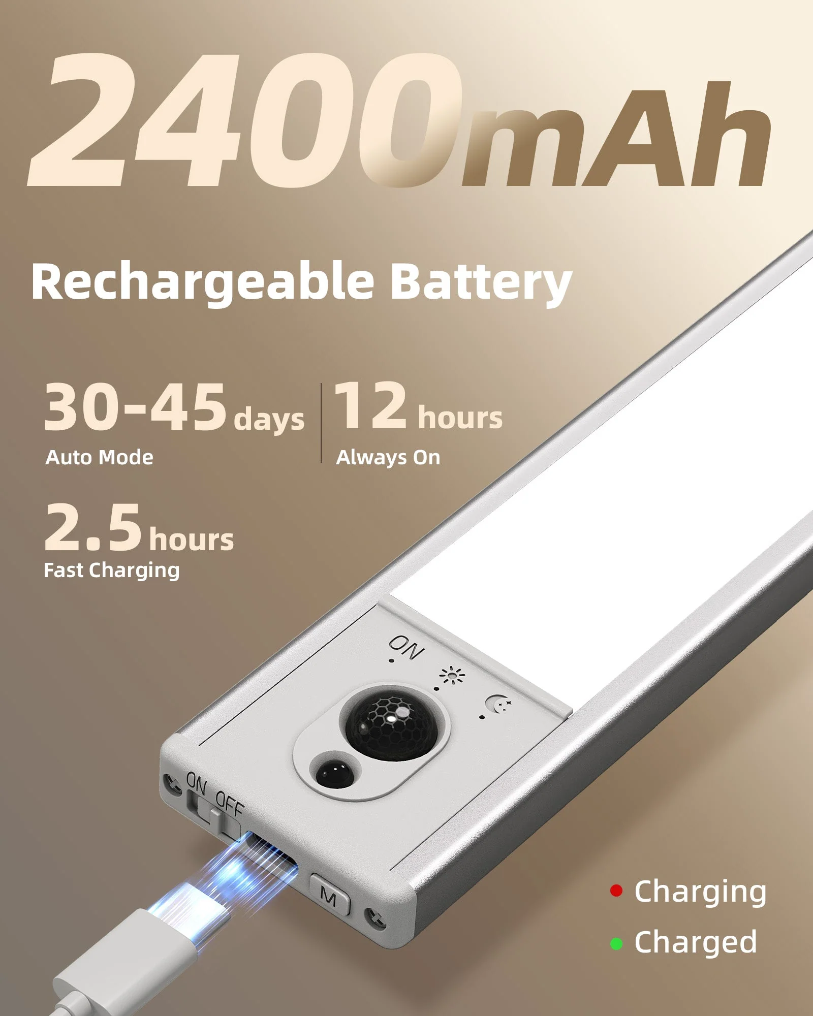 EZVALO 5-Pack Under Cabinet Lighting, 2400mAh Motion Sensor Light, LED Closet Lights Wireless, 6500K Dimmable, Timer, Magnetic, with Remote Control for Kitchen, Closet, Stair - Image 8