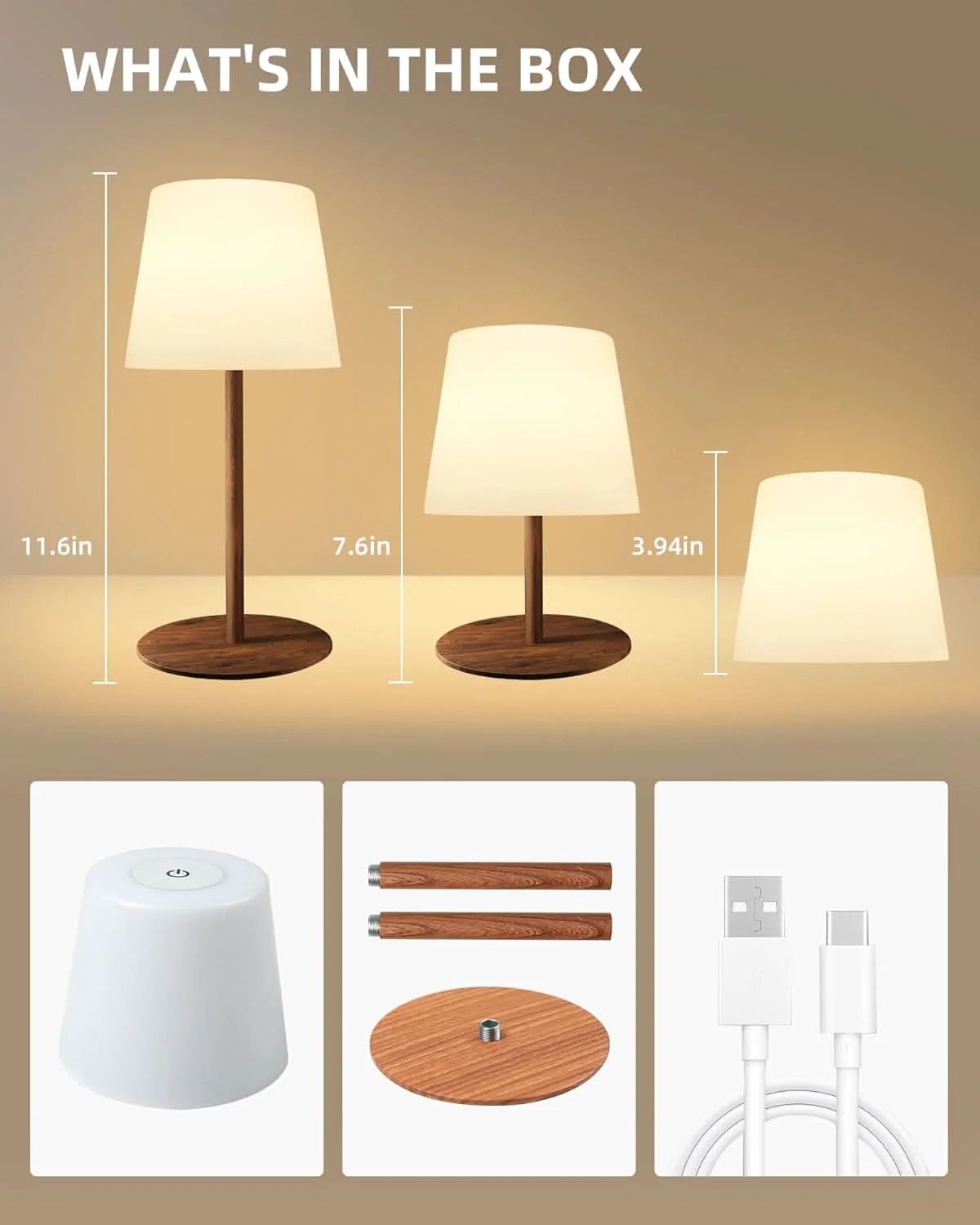 EZVALO Outdoor Cordless Table Lamp, IP65 Waterproof 4500mAh Rechargeble Shower Lamp, Dimmable Touch Lamp, LED Night Light Lamp for Bathroom Patio Camping Restaurant Home - Image 8