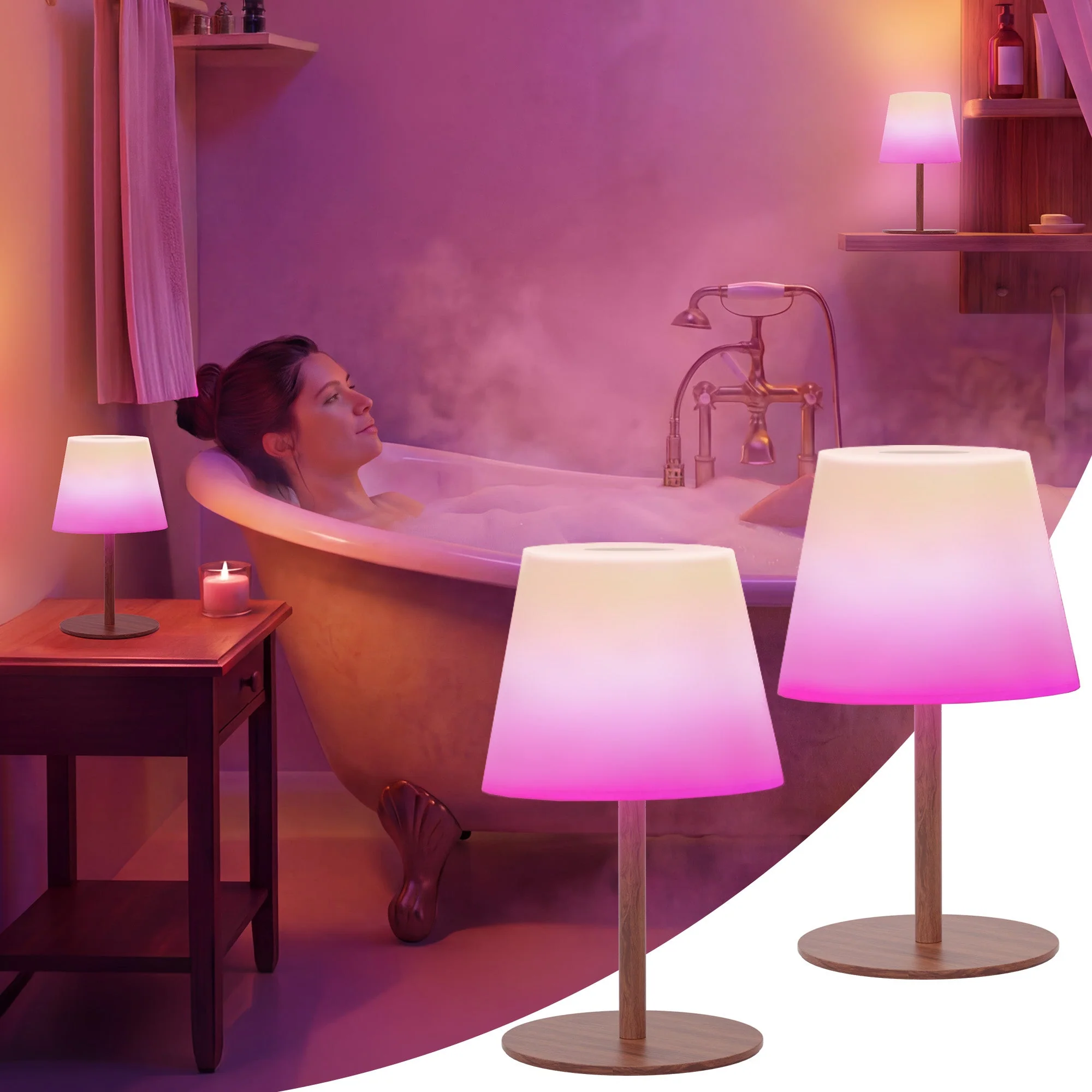 EZVALO Spa-Like Shower Lamp – Waterproof Bathroom Lamp with Remote, Rechargeable Cordless Mood Light, 3 Color Temps & 80 RGB Colors for Relaxing Bathroom & Bathtub Experience - Image 10