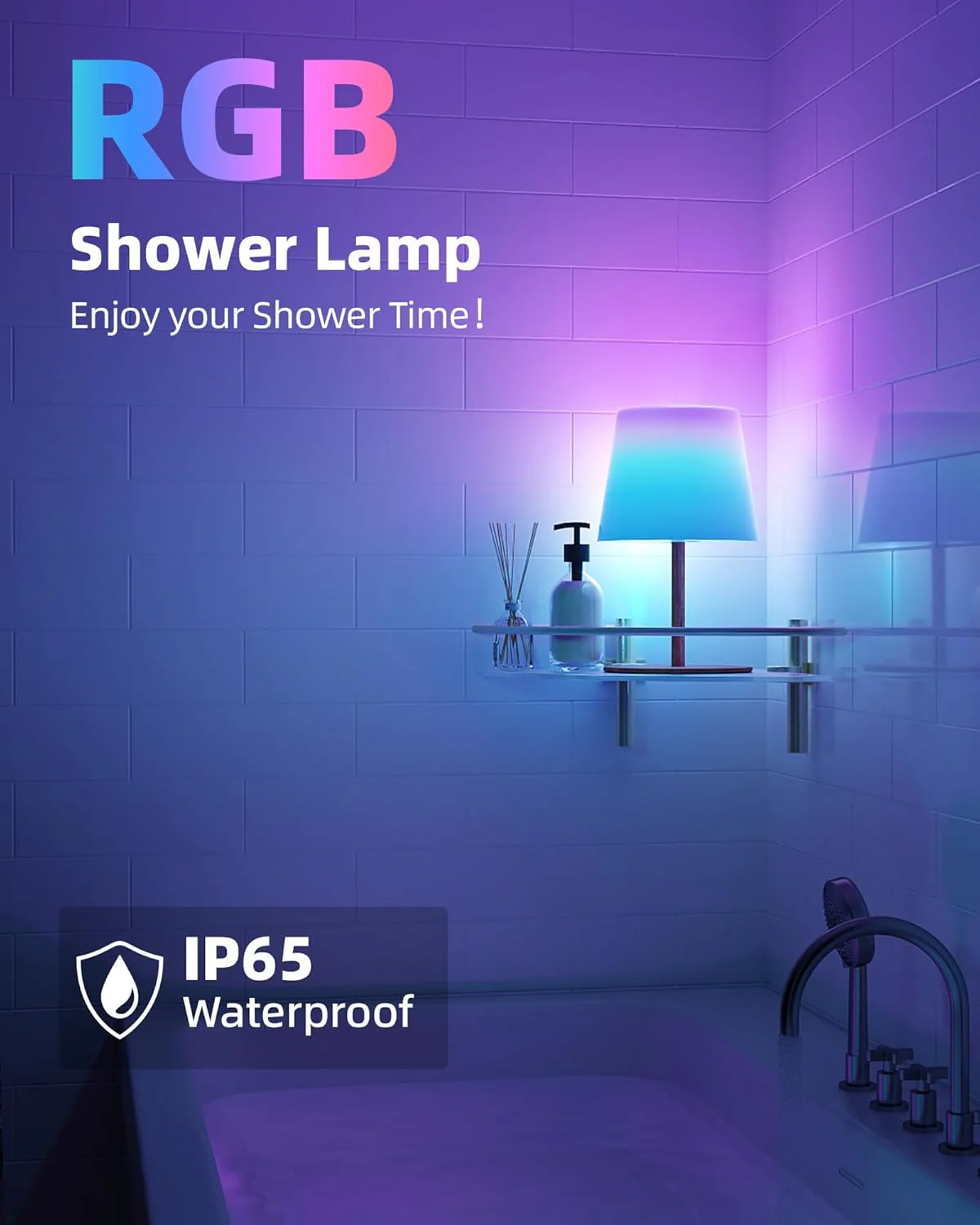 EZVALO Spa-Like Shower Lamp – Waterproof Bathroom Lamp with Remote, Rechargeable Cordless Mood Light, 3 Color Temps & 80 RGB Colors for Relaxing Bathroom & Bathtub Experience - Image 3