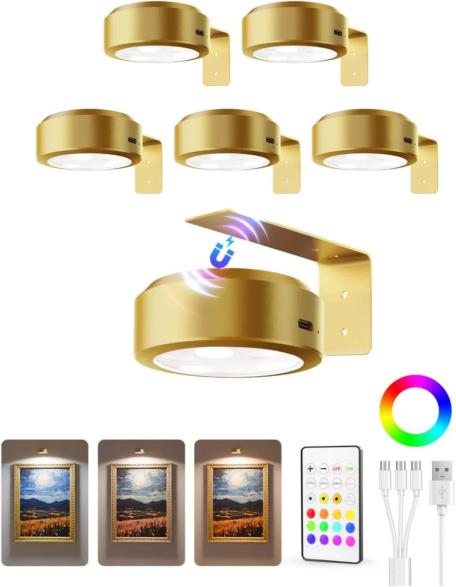 EZVALO Picture Lights for Wall, 2000mAh Rechargeable Battery Magnetic Poster Lights with 3 Color Temps & 12 RGB, Remote Dimmable Timer Painting Light, Wall Decor Light for Art Display, Frame (3 Pack) - Image 16