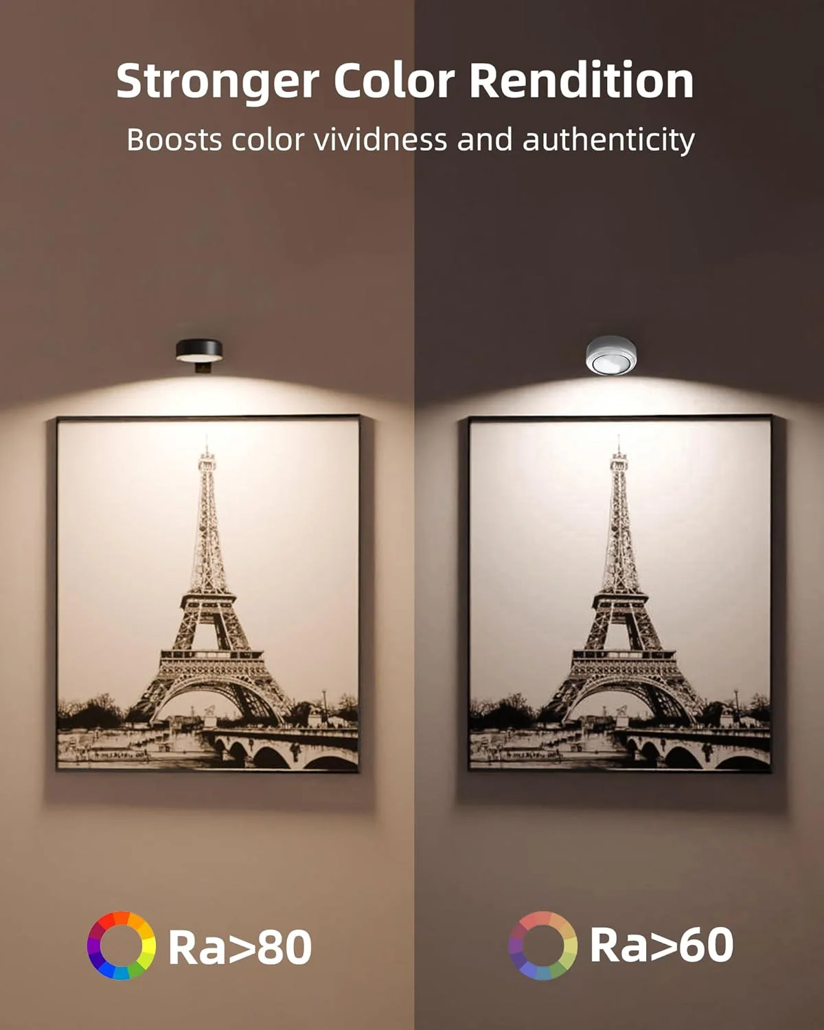 EZVALO Picture Lights for Wall, 2000mAh Rechargeable Battery Magnetic Poster Lights with 3 Color Temps & 12 RGB, Remote Dimmable Timer Painting Light, Wall Decor Light for Art Display, Frame (3 Pack) - Image 3