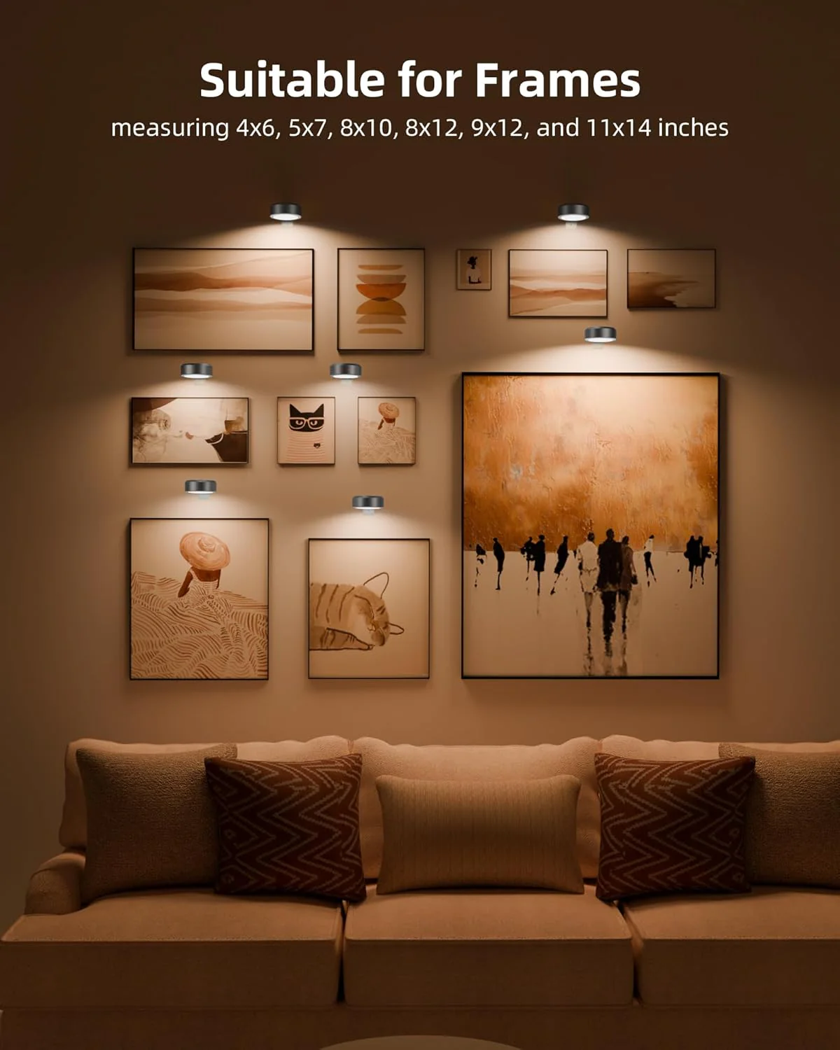 EZVALO Picture Lights for Wall, 2000mAh Rechargeable Battery Magnetic Poster Lights with 3 Color Temps & 12 RGB, Remote Dimmable Timer Painting Light, Wall Decor Light for Art Display, Frame (3 Pack) - Image 6