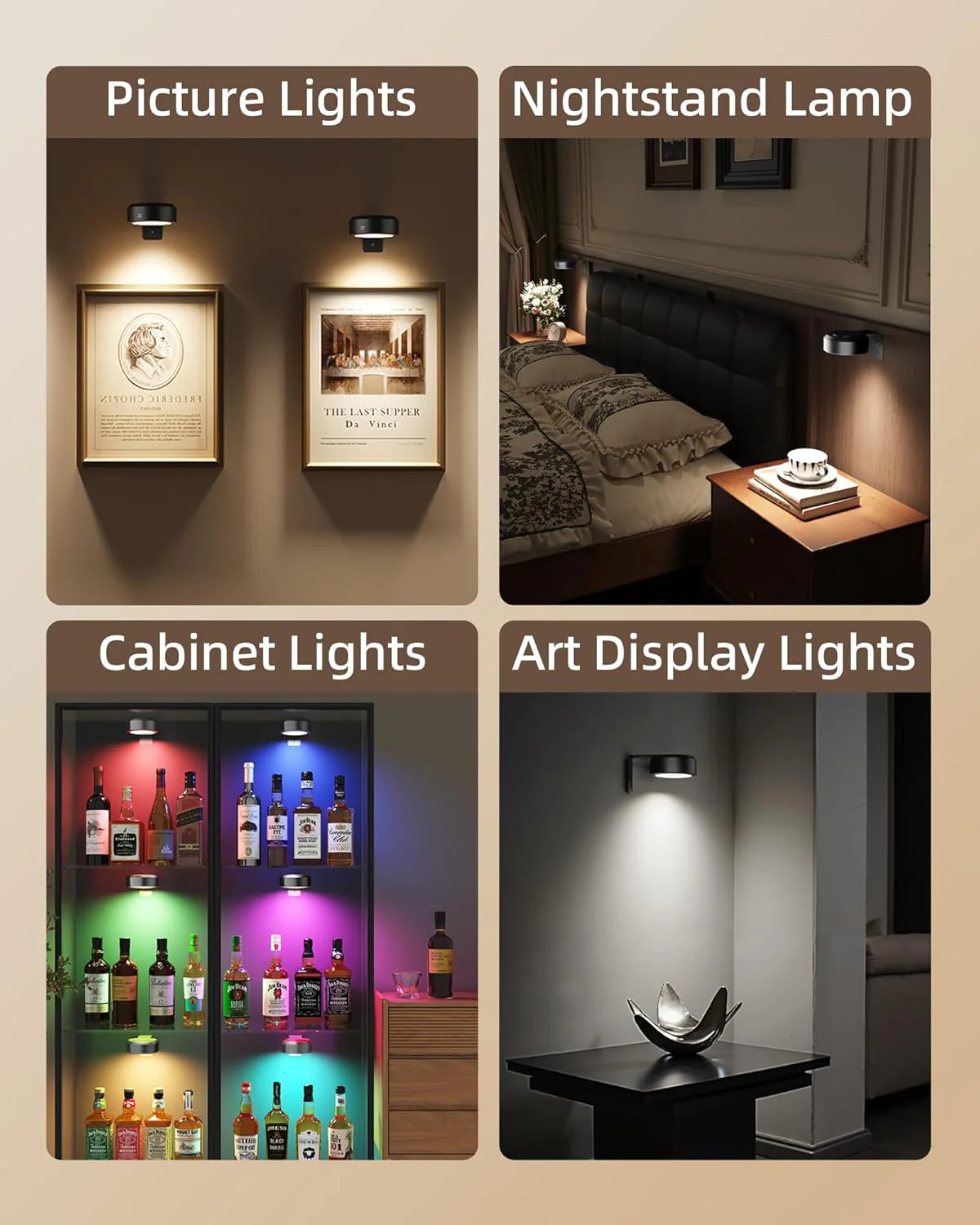 EZVALO Picture Lights for Wall, 2000mAh Rechargeable Battery Magnetic Poster Lights with 3 Color Temps & 12 RGB, Remote Dimmable Timer Painting Light, Wall Decor Light for Art Display, Frame (3 Pack) - Image 7