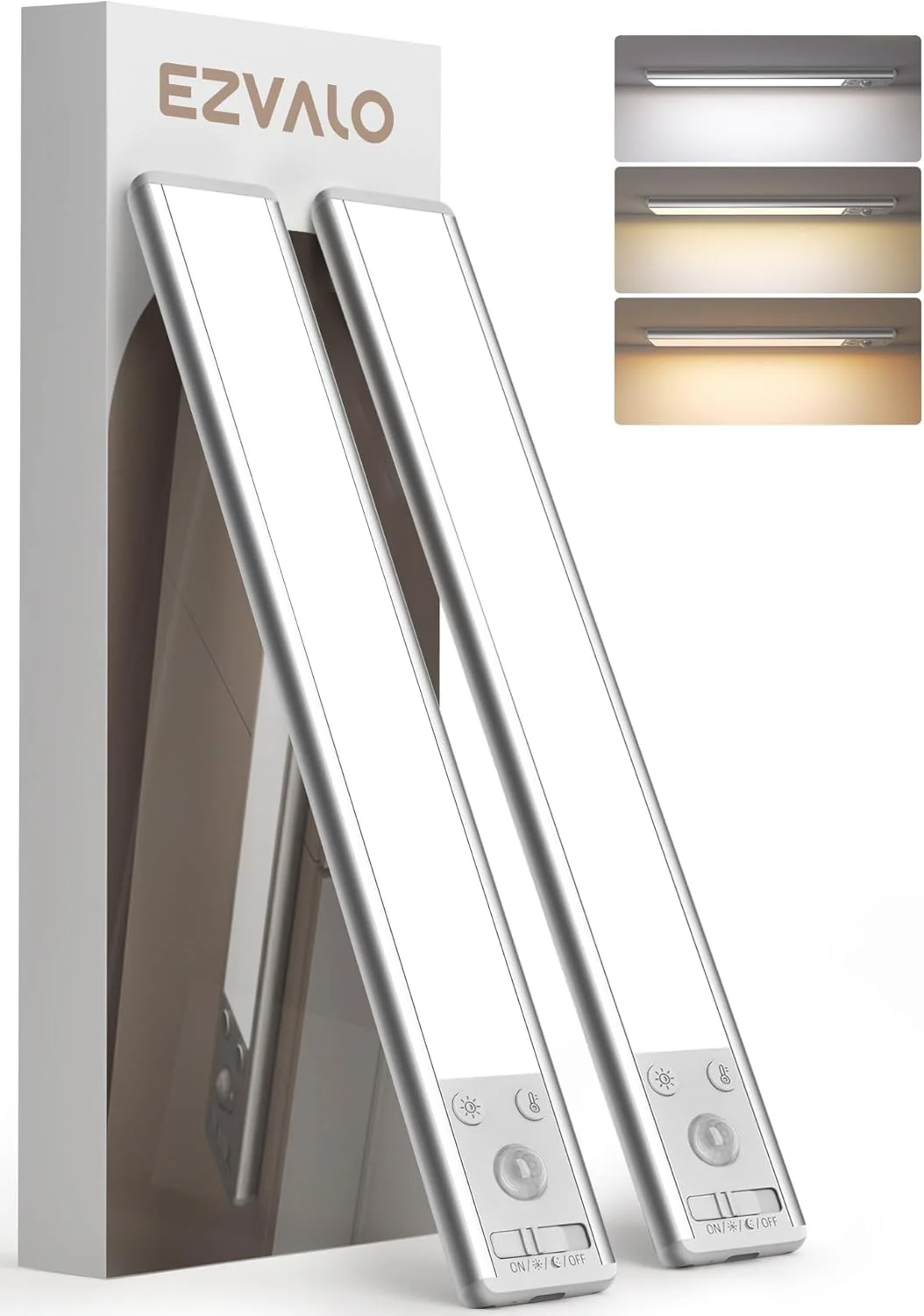 EZVALO 8" Under Cabinet Lighting, 2400mAh USB-C Rechargeable Motion Sensor Light, 3 Color Temps, 5-Level Dimmable Magnetic Wireless Closet Lights for Kitchen, Pantry, Stairs (2 Pack) - Image 15