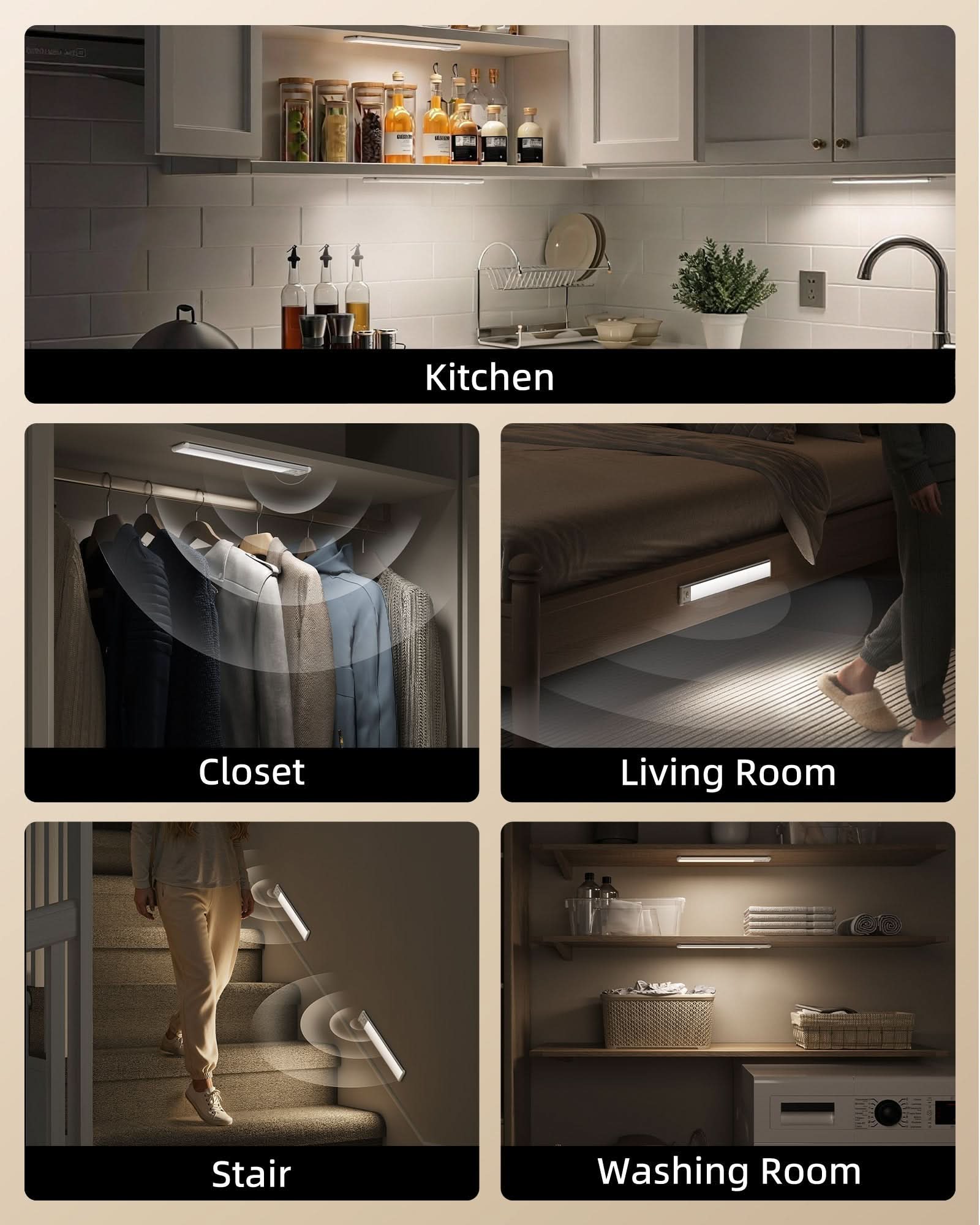EZVALO 11.8-inch Under Cabinet Lighting, 3 Color Temperatures, 2400 mAh Rechargeable Motion Sensor Light Indoor, LED Magnetic Wireless Light with Dimmable for Kitchen, Stairs, Pantry, Closet - Image 10