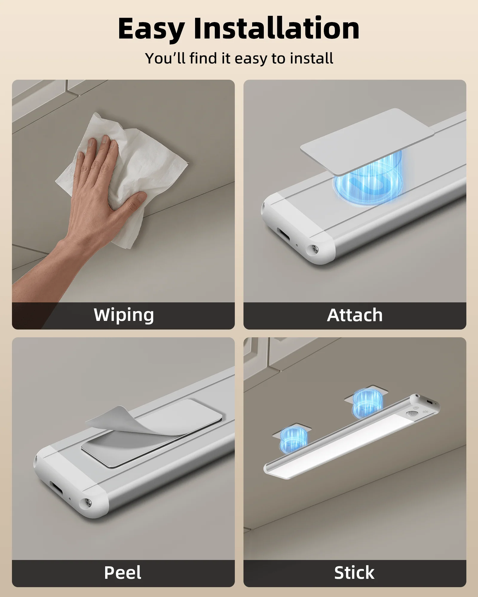 EZVALO 11.8-inch Under Cabinet Lighting, 3 Color Temperatures, 2400 mAh Rechargeable Motion Sensor Light Indoor, LED Magnetic Wireless Light with Dimmable for Kitchen, Stairs, Pantry, Closet - Image 5