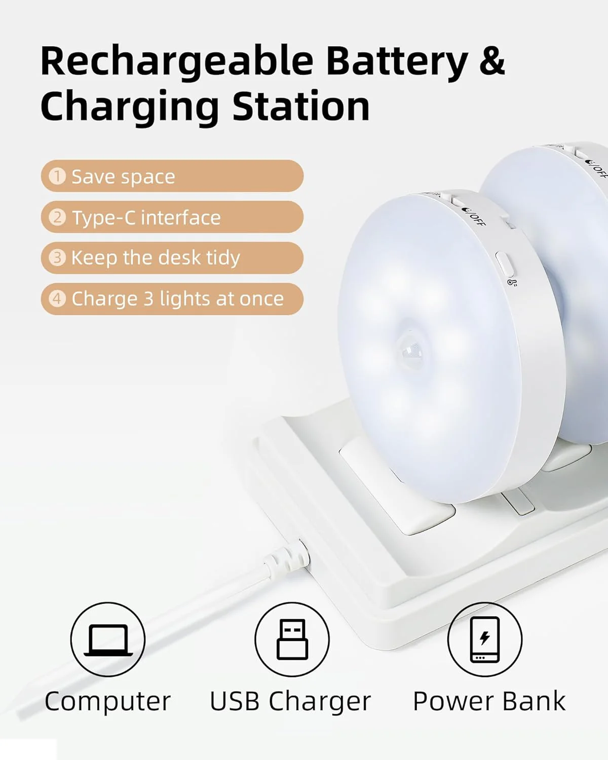 EZVALO 6-Pack Under Cabinet Lighting, Rechargeable Motion Sensor Puck Lights with Remote, 3 Color Temps &12 RGB Colors, Magnetic Stick on Light, Dimmable Under Counter Lights for Kitchen, Shelf, Stair - Image 7